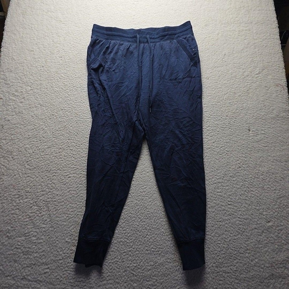 Athletic Works Jogger Pants Womens L Blue Knit Elastic Waist Stretch Lounge